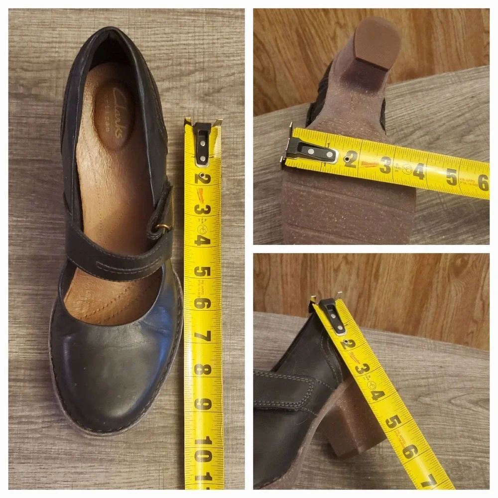 Clarks Carleta‎ Prato Mary Jane Heeled Shoes Women's Size 9 Black
